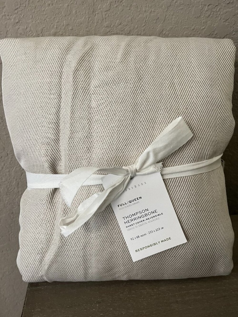 Pottery Barn Brandon Maxwell Thompson Herringbone Duvet Cover Full Queen